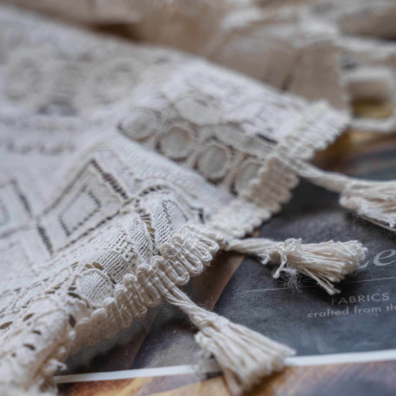 Hobo Crocheted Curtains Vintage Bless Lace Drapes Tassel Macrame Curtains Decor