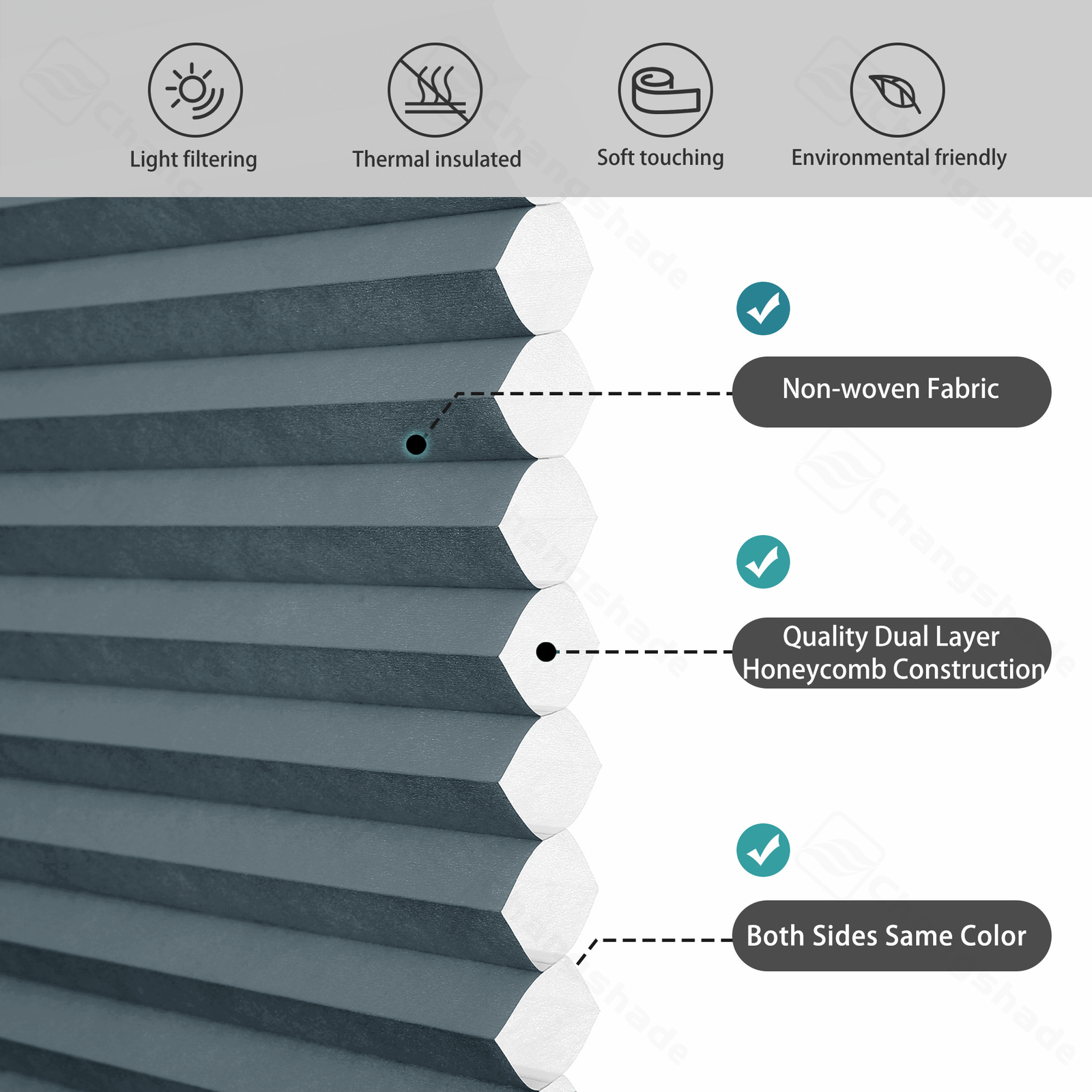 Light Filtering Custom Size Honeycomb ShadesTop Down Bottom Up Cellular Blinds