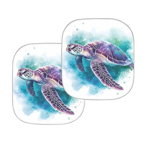 Windshield Sunshade 2 Piece Front Protector Folding Car Sun Visor Sea Turtle