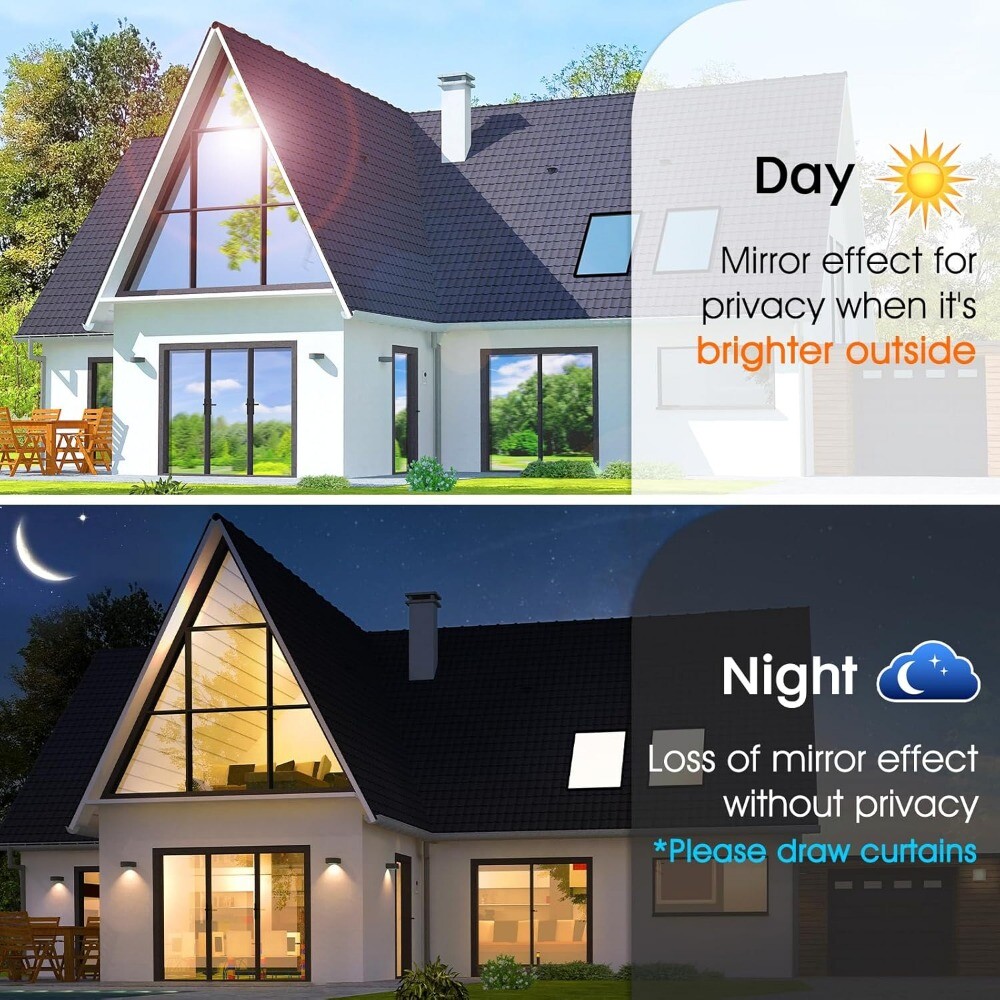rabbitgoo One Way Mirror Window Film Tint Anti UV Reflective Glass Sticker Home