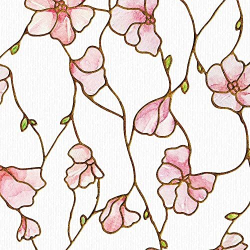 UNI Window Film Static Clings Non Adhesive 3D 37.4 x 24.4 Inch Cherry Blossom