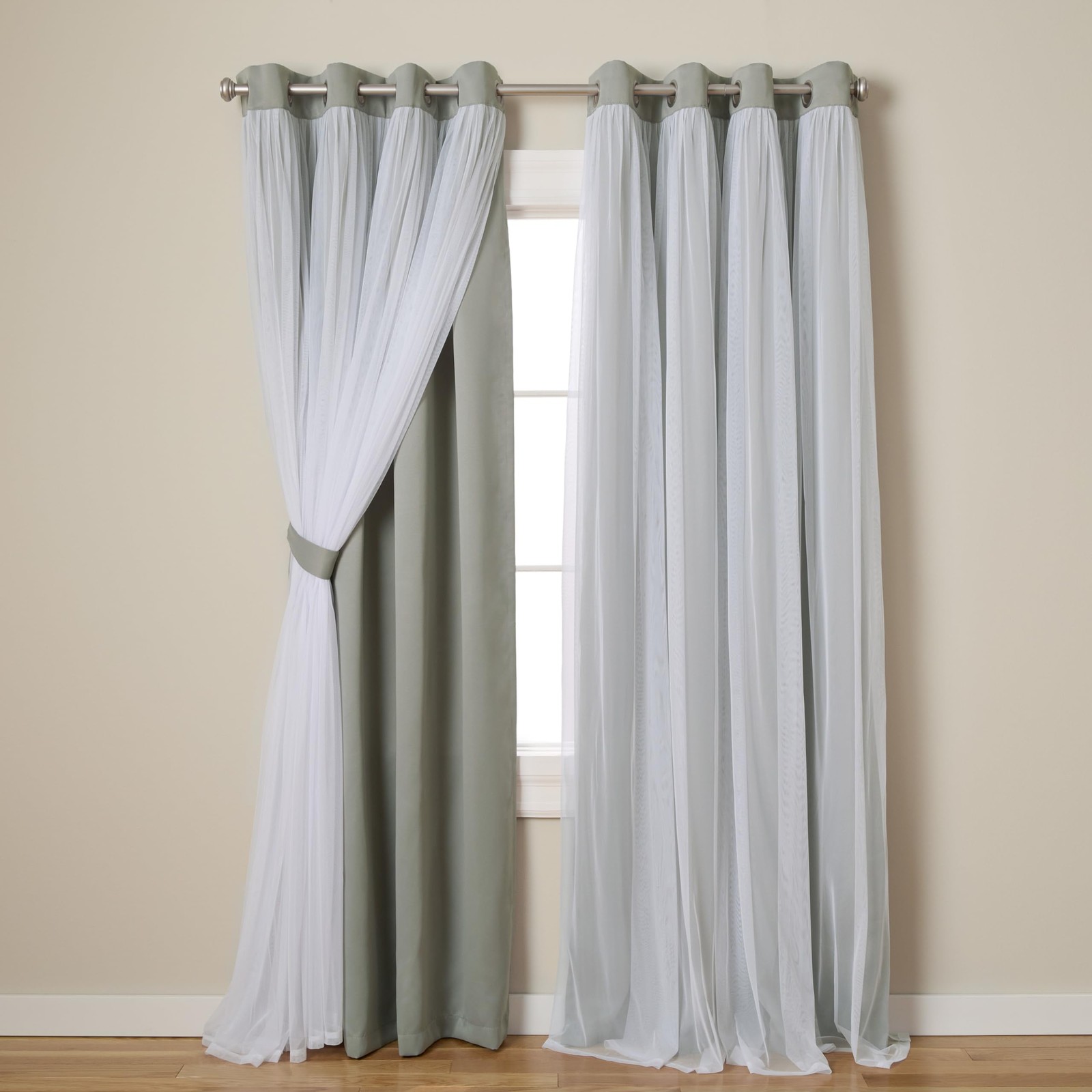 TOWN & COUNTRY LUXE Talia 2-Pack Curtains 52×108 Grommet Top Soft Grey