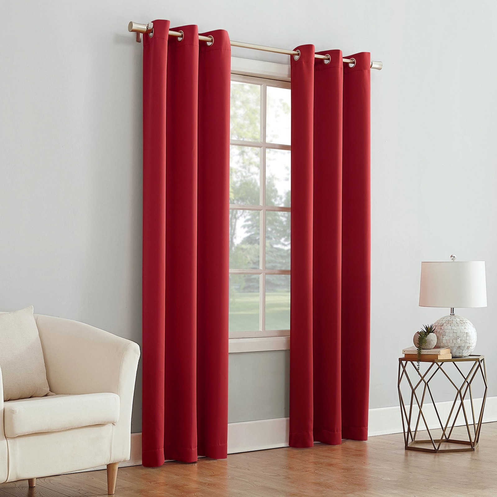 Mainstays Blackout Grommet Single Curtain Panel, 1 Panel, Red, 40″W x 63″L,NEW