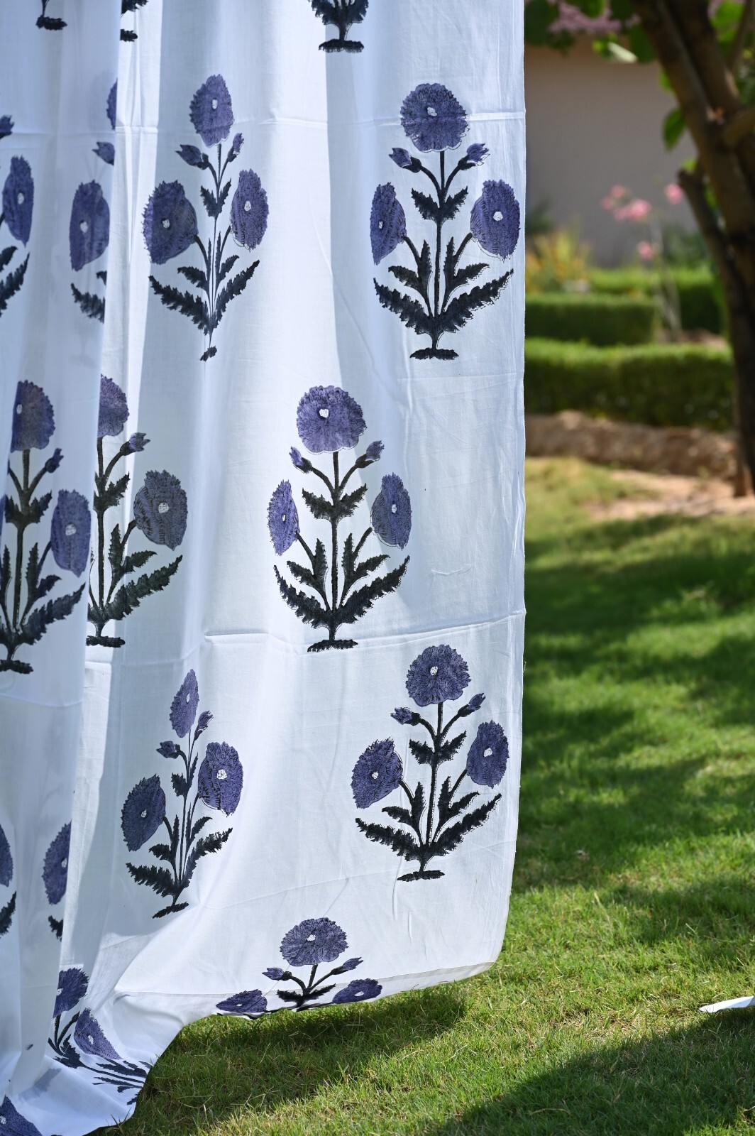 Purple Hand block Print Curtain Panels Set of 2 Panel Indian Cotton Curtains