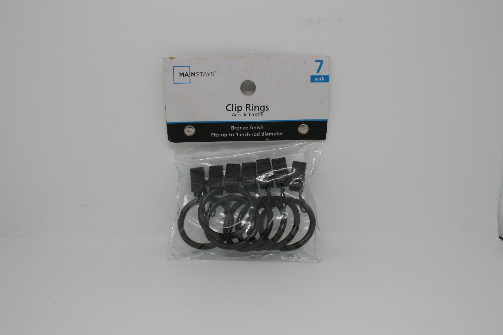 (7-Pk) Mainstays Curtain Clip Rings Bronze MS10-290-508-82 Fits 1” Rods New