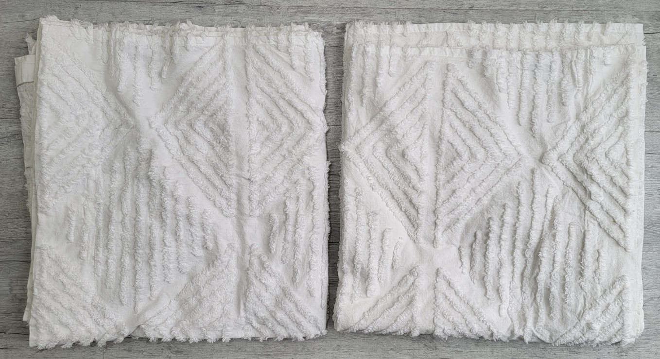 RACHEL ASHWELL Shabby Chic White Chenille Curtain Panels Set Of 2 Panels 81×41