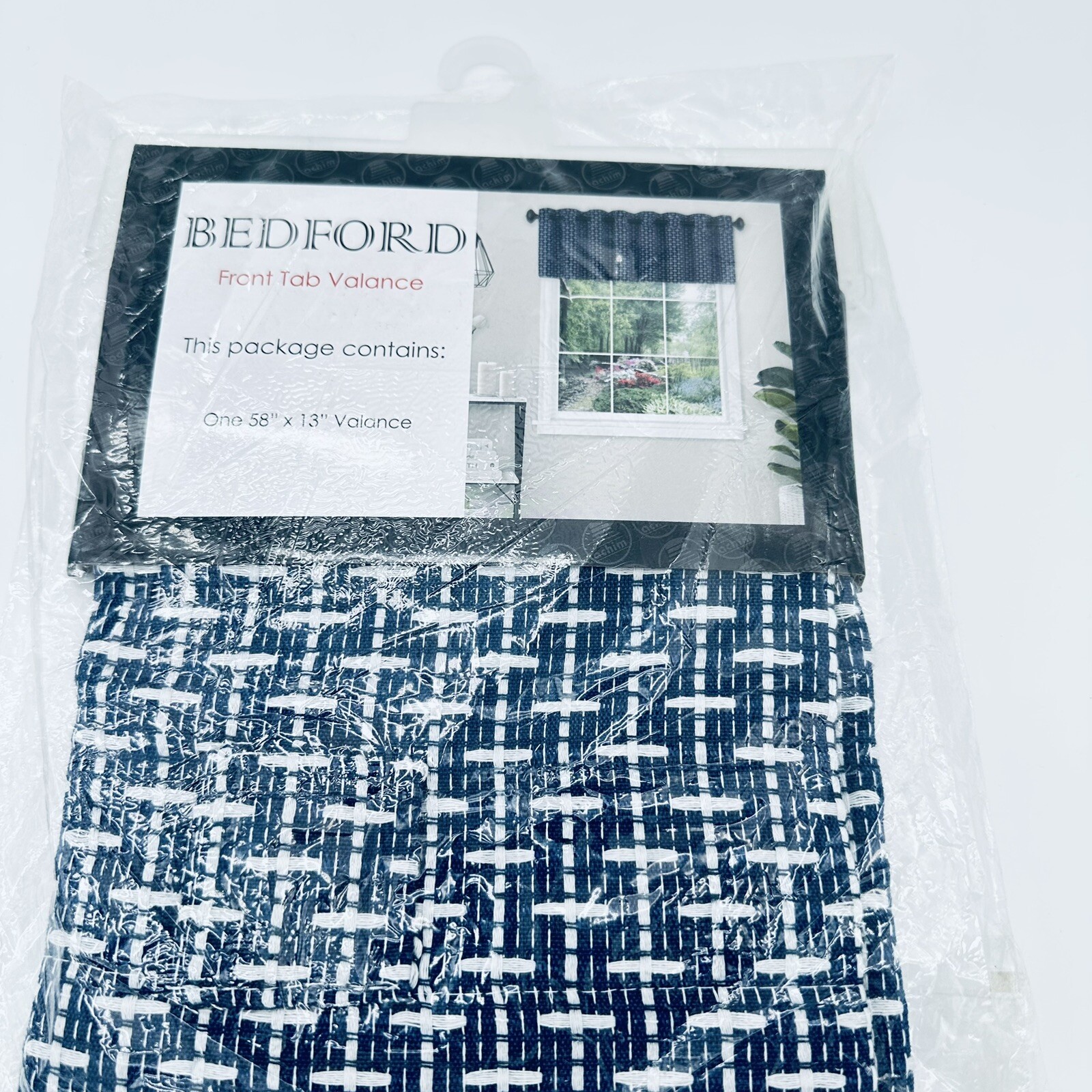 Top Treatment Navy Bedford 58 ‘x13″ One Front Tab Valance Window Curtain New