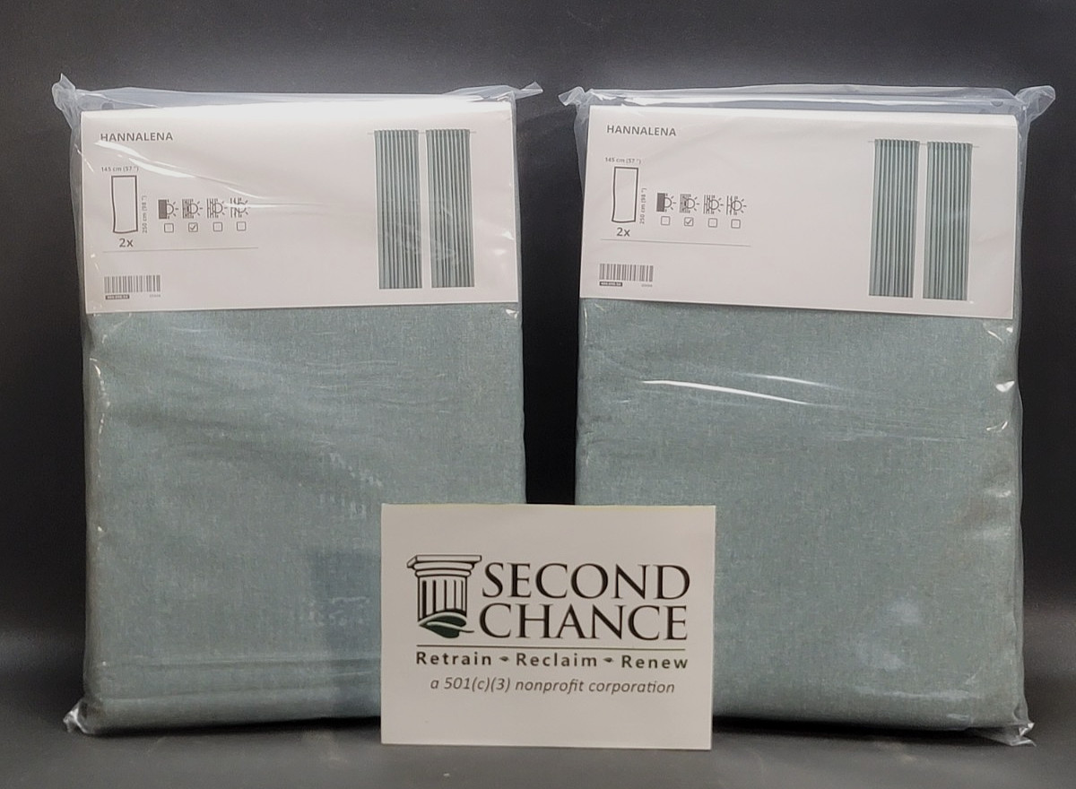 2 Pairs of HANNALENA Darkening Curtains 57″ x 98″ – Blue Green Gray