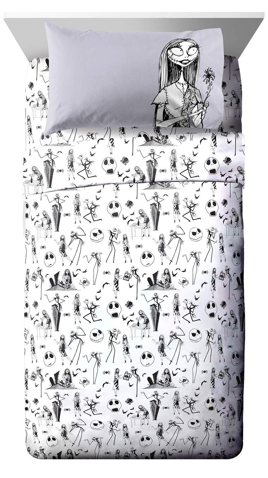 Jay Franco Kids Sheet Set 4 Piece Queen, White – Nightmare Before Christmas