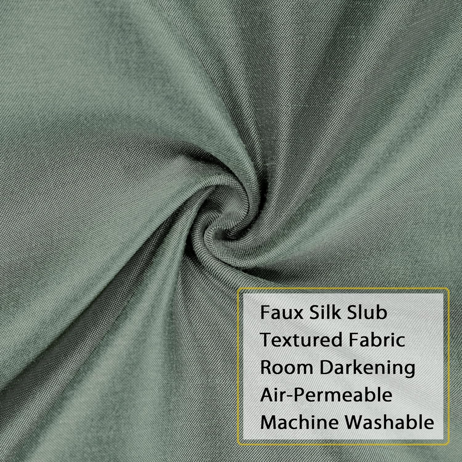 Uptown Sage Green Valance for Window, Faux Silk Room Darkening Slub Fabric Small