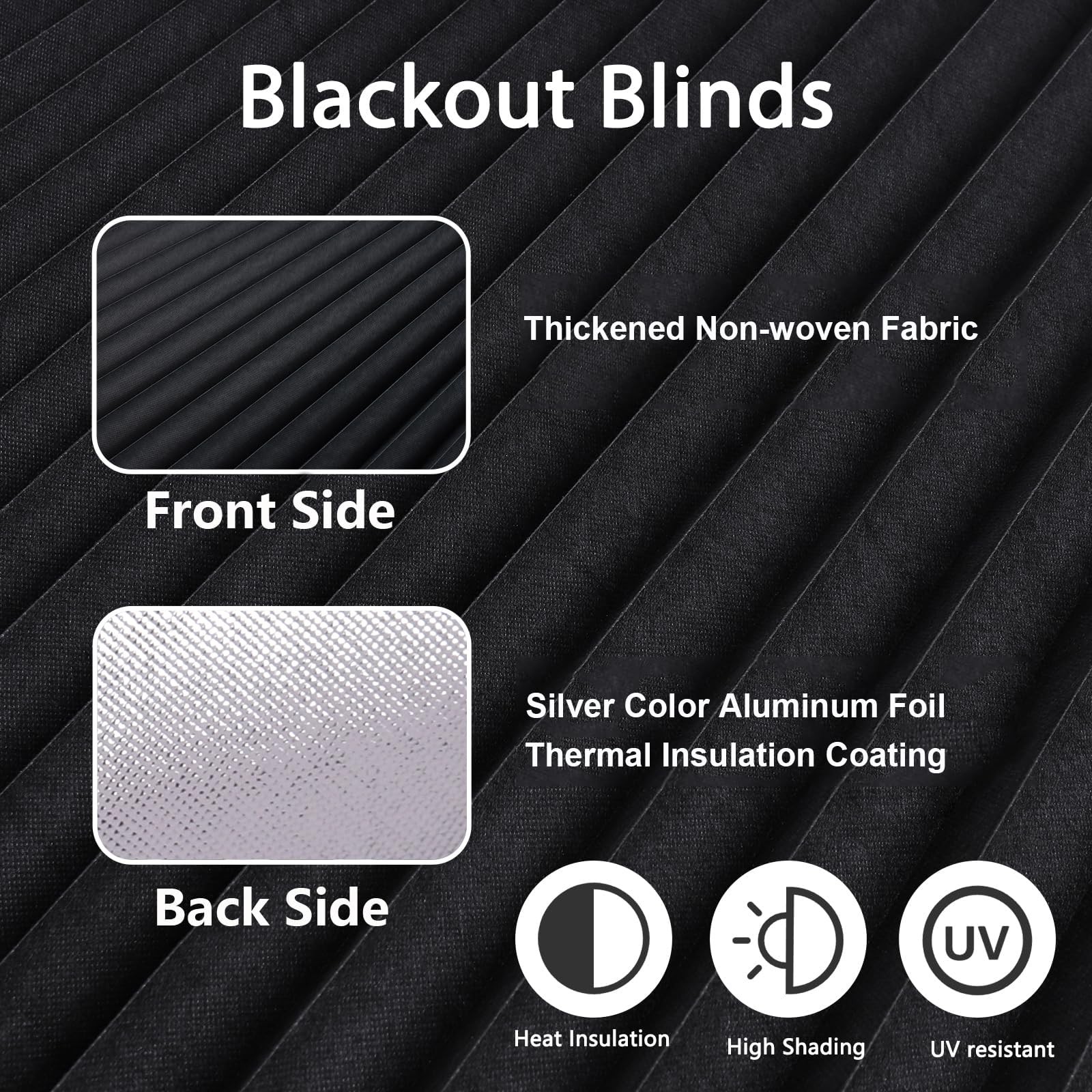 Window Blinds Cordless Blackout No Drill Cut to 24″W x 59″H, Black – 1 Pack
