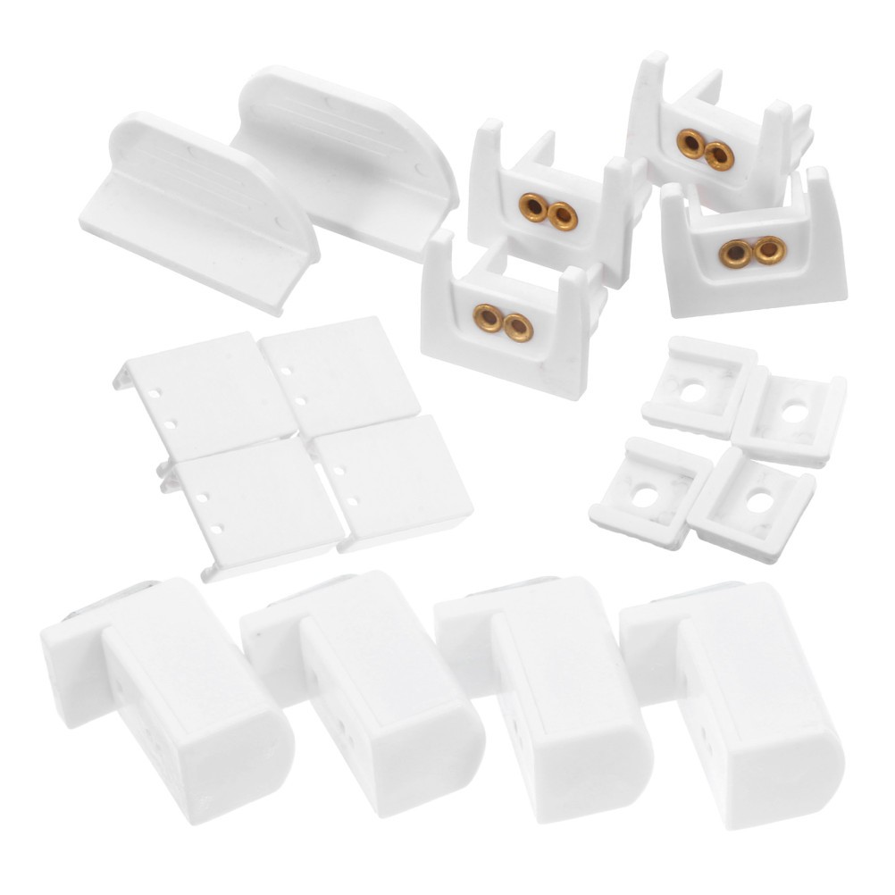 18Pcs White Vertical Blind Repair Brackets ABS Copper Stainless Steel Parts