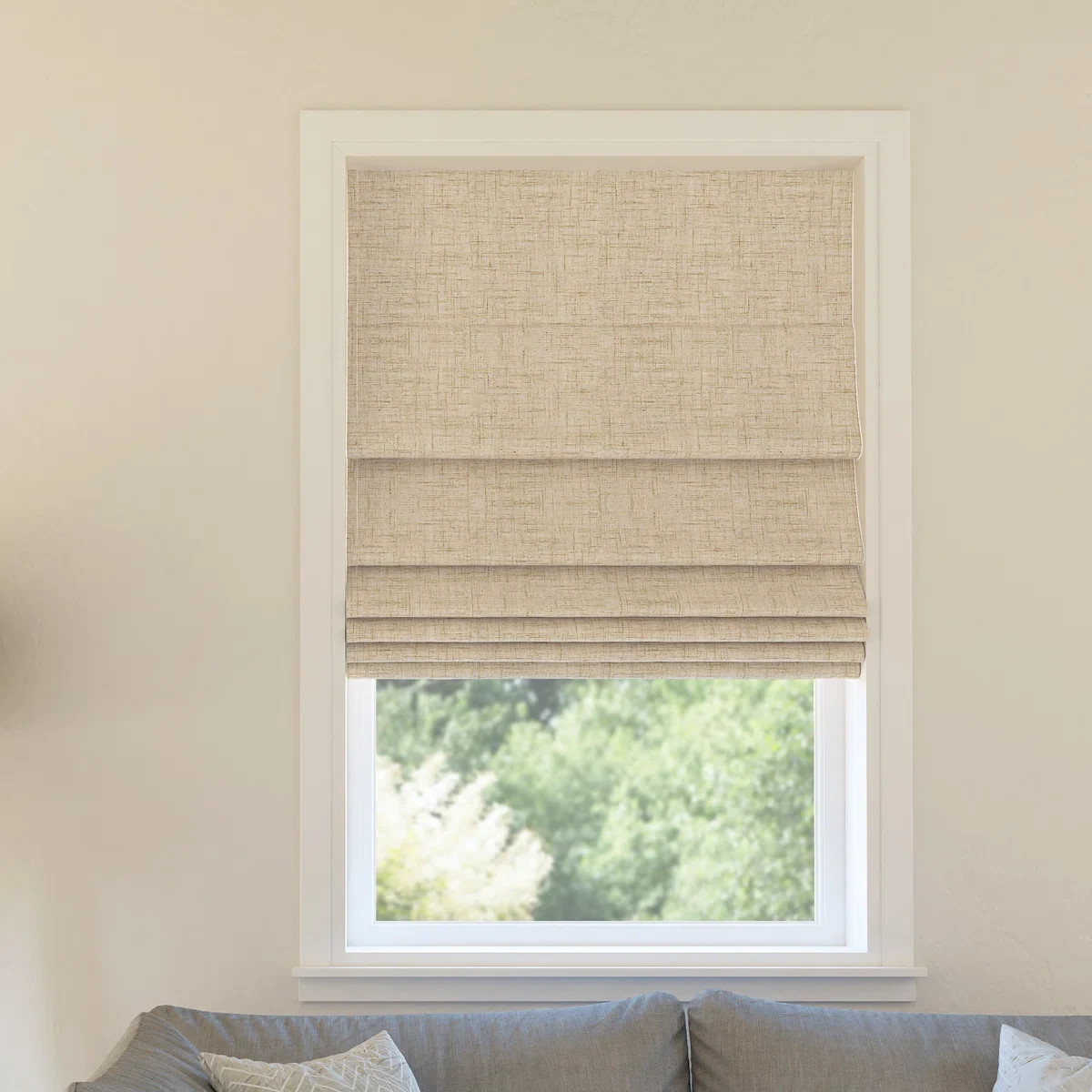 23″x64″ Sun Zero Somerton Textured 100% Blackout Cordless Roman Shade Taupe