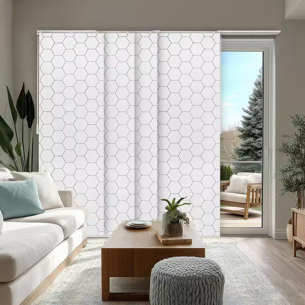 Hexagon Cordless Light Filtering Adjustable Sliding Panel Track Blind with 23 In