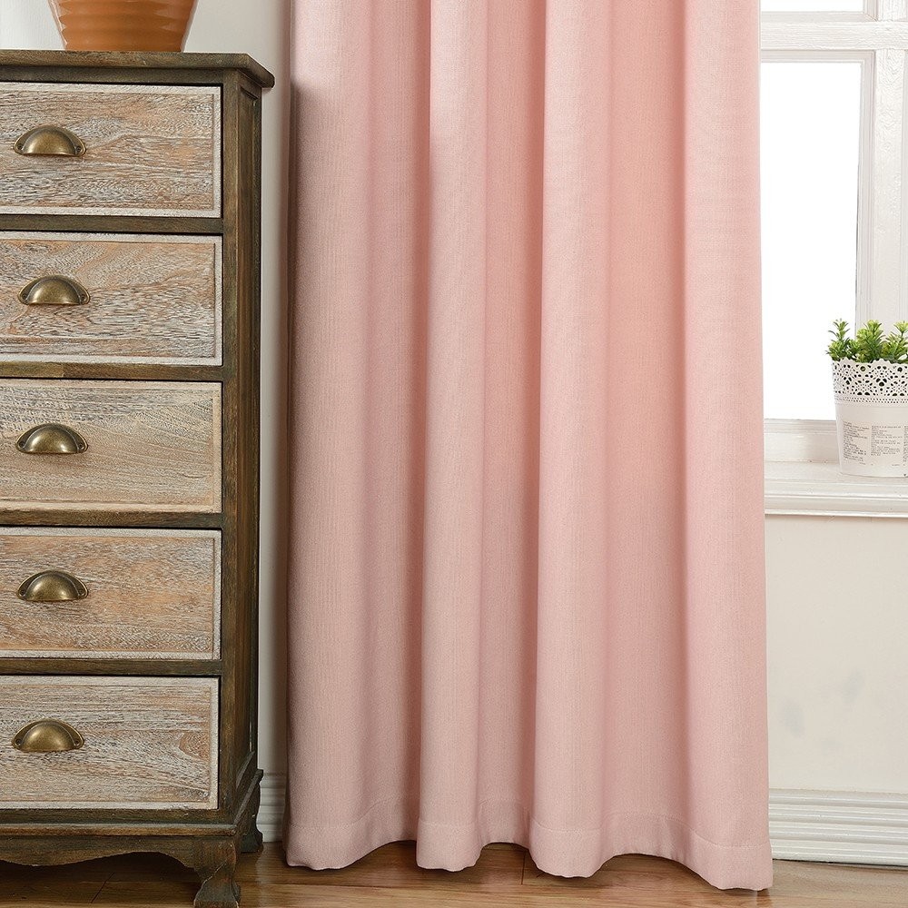 Fancy Queen Solid Window Curtains 52 x 63 inch (Set of 2 Panels), Pink