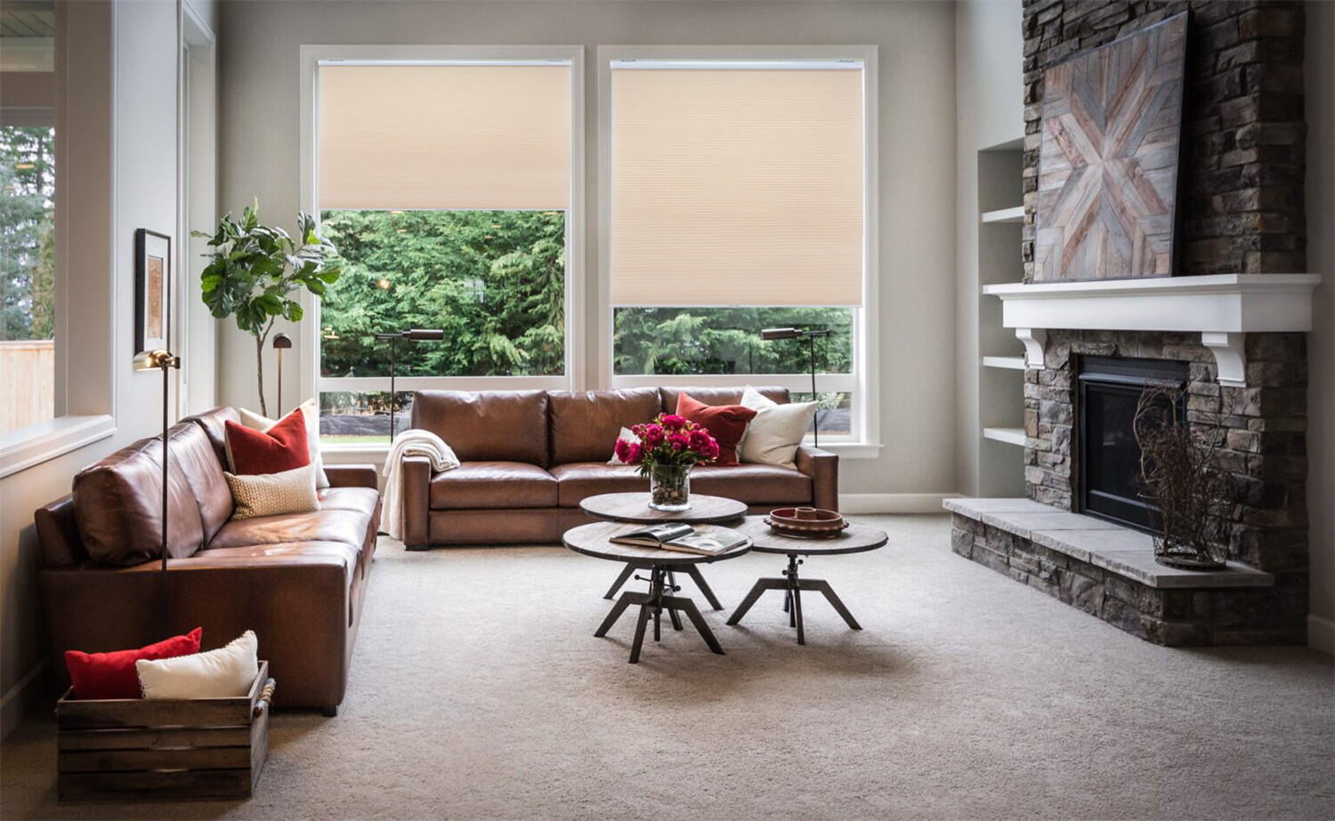 Beige Privacy & Light Filtering Cordless Cellular Shades Window Blinds – 40″ W X