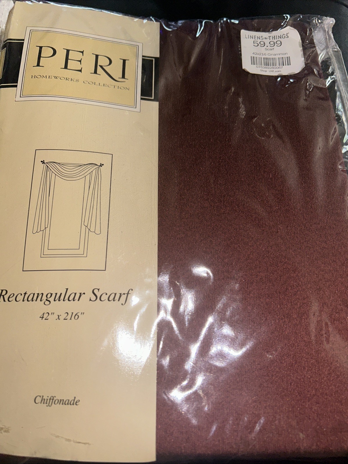 Peri Homeworks Collection. Rectangular Scarf Curtain 42×216 Cinnamon Color