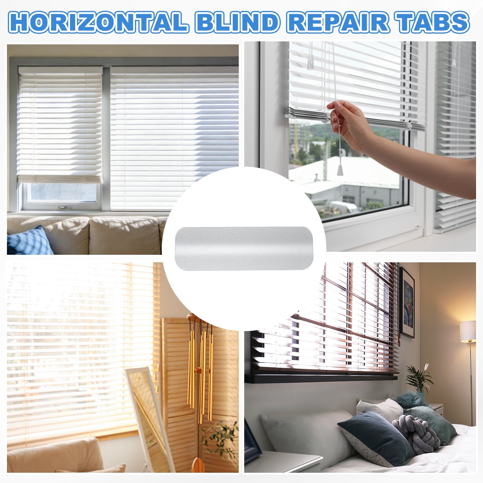 10Pcs Horizontal Blind Repair Tabs, Blind Replacement Slats (1″ W x 3″ L, Grey)