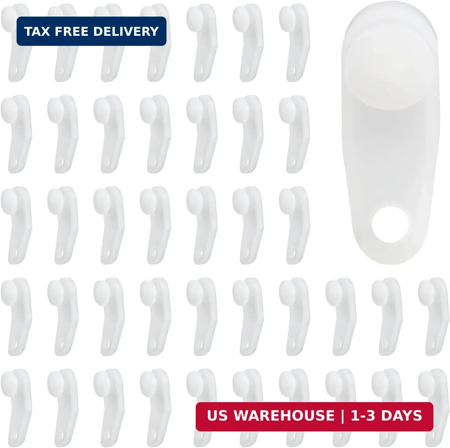 100 PCS Traverse Rod Slides, White Plastic Curtain Rail Track Hooks Slider, Wind
