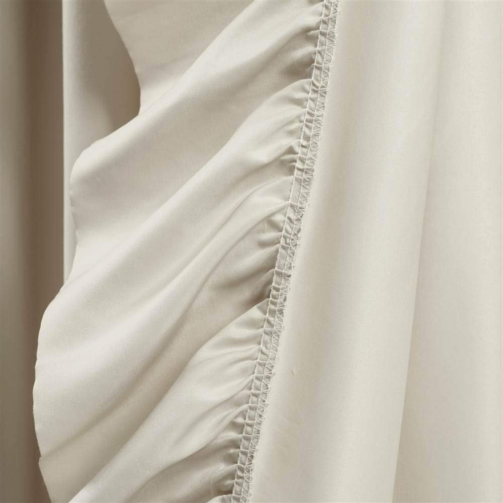 Reyna Ruffle Window Curtain Panel Set, Pair, 54″ W X 84″ L, Wheat – Flowy Curtai