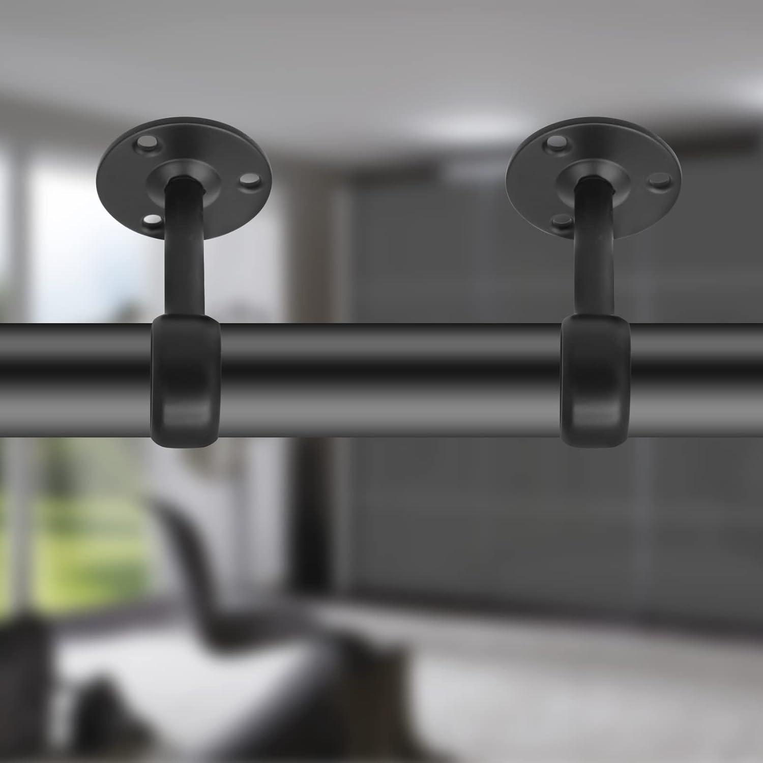 1-1/4Inch Curtain Rod Ceiling Mount Brackets, Stainless Steel, Black, 4 Pack