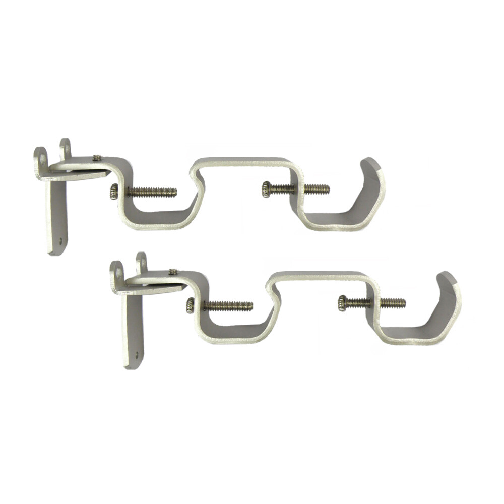 LOT OF 4 PACKS Double Curtain Rod Brackets 1/2″ to 1″ RODS 2 EACH PK NICKEL S4