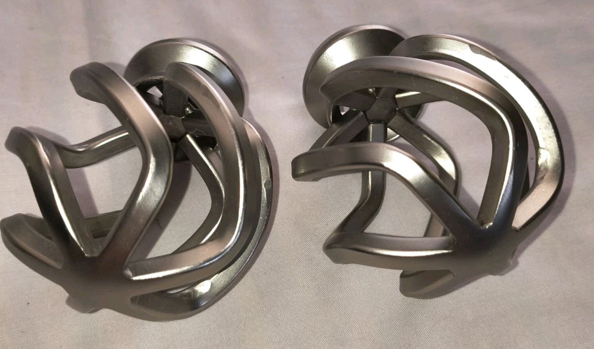 1 Pair Brushed Nickel Curtain Rod Finials 2.5″ across in a Swirl Cage