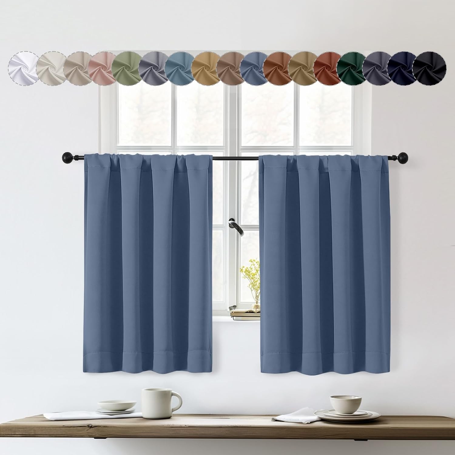Blackout Curtains for Bedroom Living Room 72 Inch Length 2 Panels Set, Privacy T