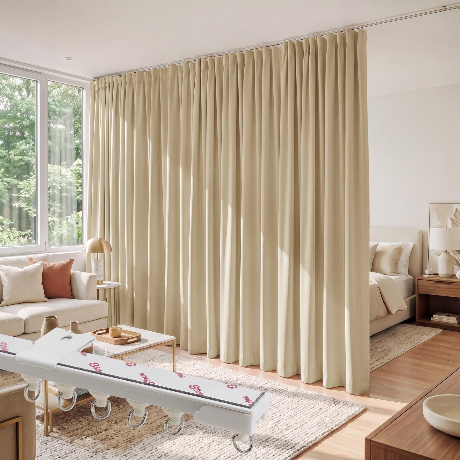 RYB HOME Closet Curtain Blackout Room Divider Beige W60 x L84 1 Panel