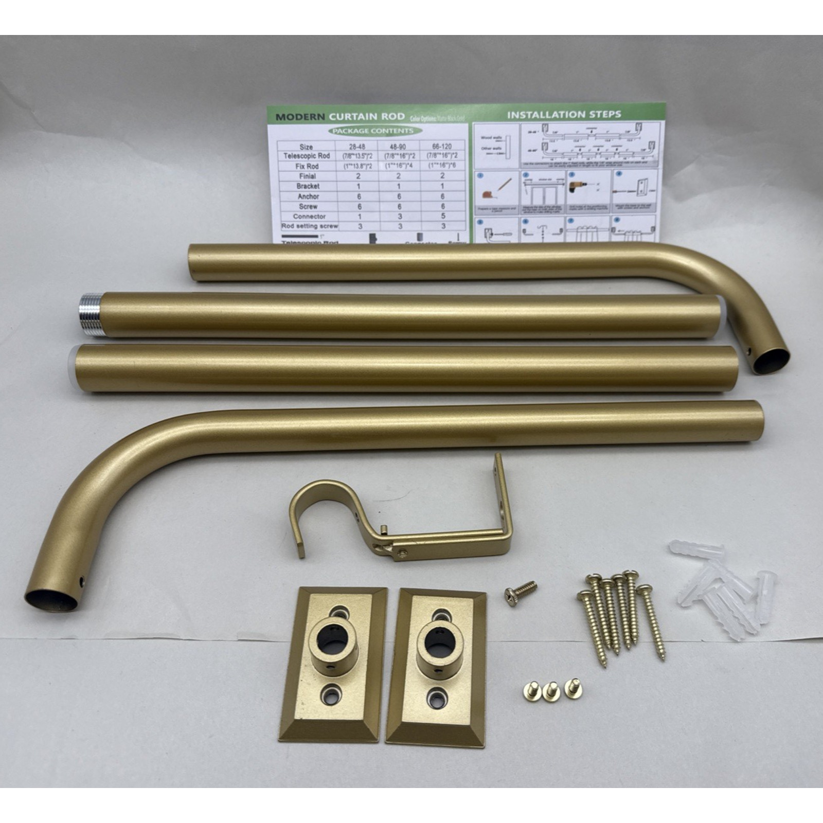 ZYRW Gold Curtain Rod 28 to 48 inches, modern , heavy duty, decorative *READ…