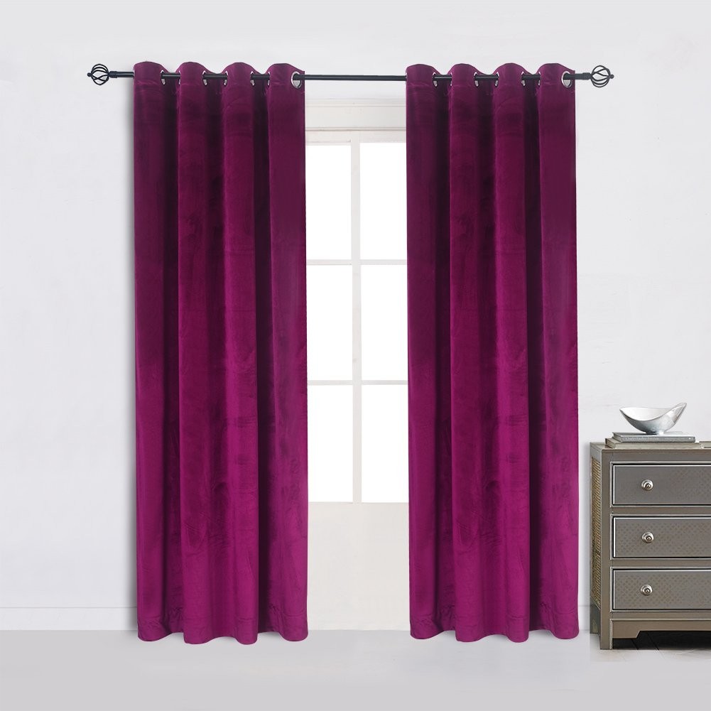 Super Soft Luxury Heavy Velvet Fushcia Room Darkening Blackout Curtain Panel …