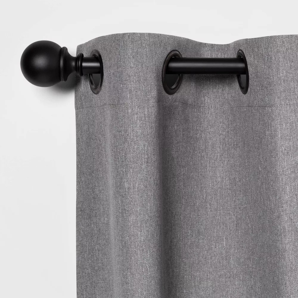 Threshold Matte Black Finish Expandable Ball End Curtain Rod 66″ to 120″ Lengths
