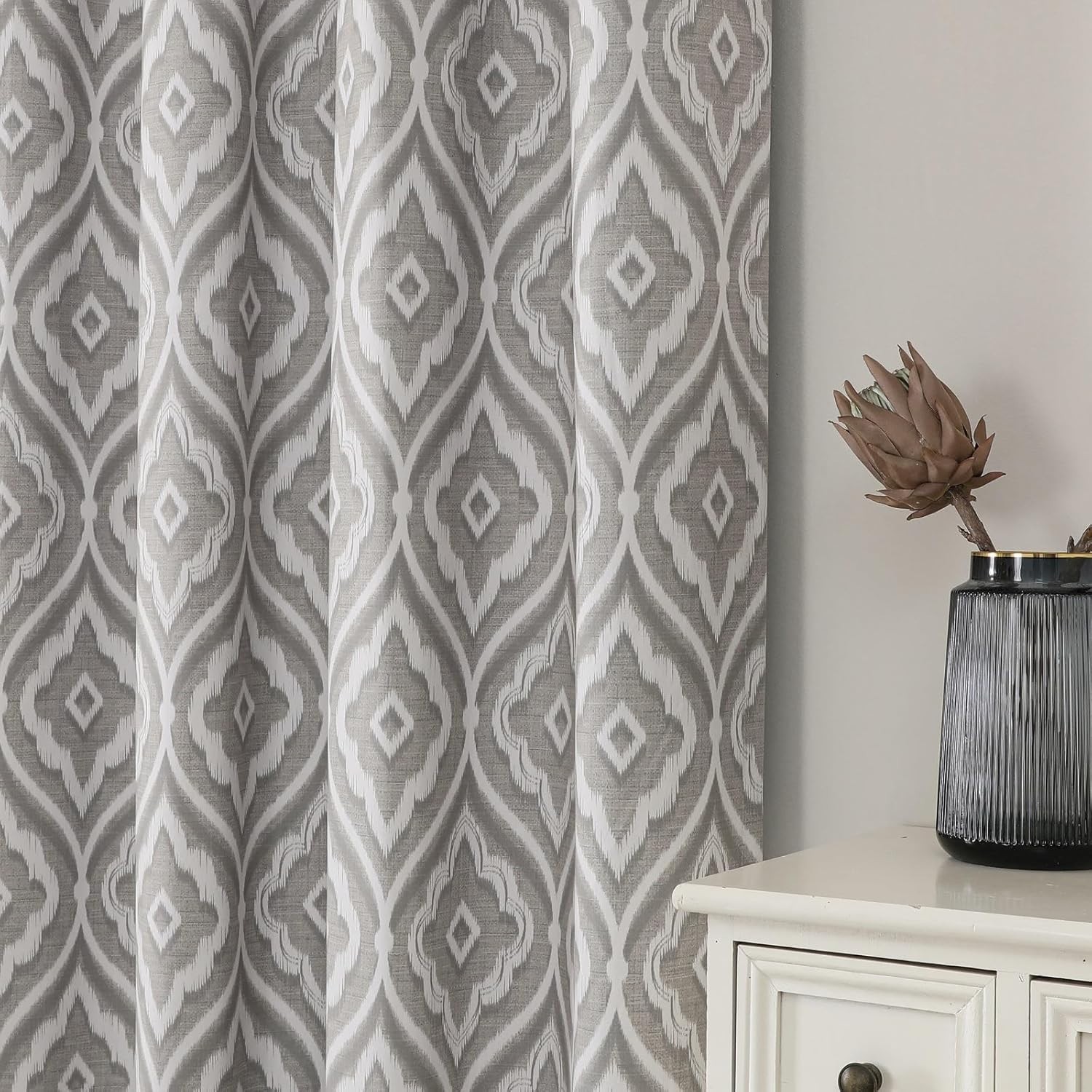 Airwill Blackout Curtains 84 x 52 Inches, 2 Panel Set, Grommet Beige Diamond Fl