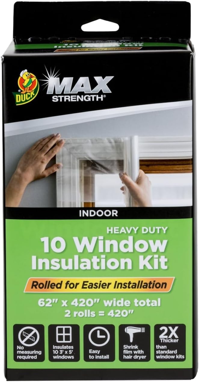 Duck MAX Strength Window Insulation Kit, Winter Window Seal Kit Fits up to 5
