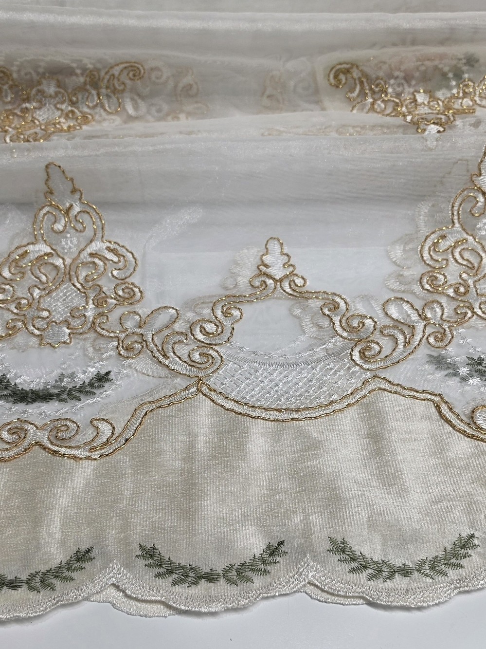 Slow Soul Classical Embroidered Flower Sheer Curtains – 2 Panels Size 49W by 96L