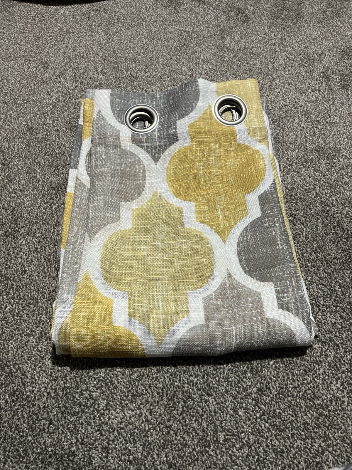 Beauoop Linen Curtains 108” Long 2 Panels Yellow Grey Light Filtering Grommet