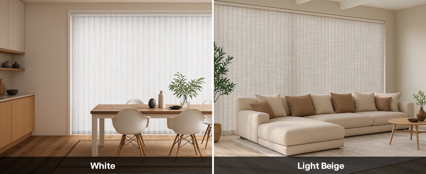 Vertical Blinds Replacement Slats, 34 Pack, Natural | Polyester Fabric for