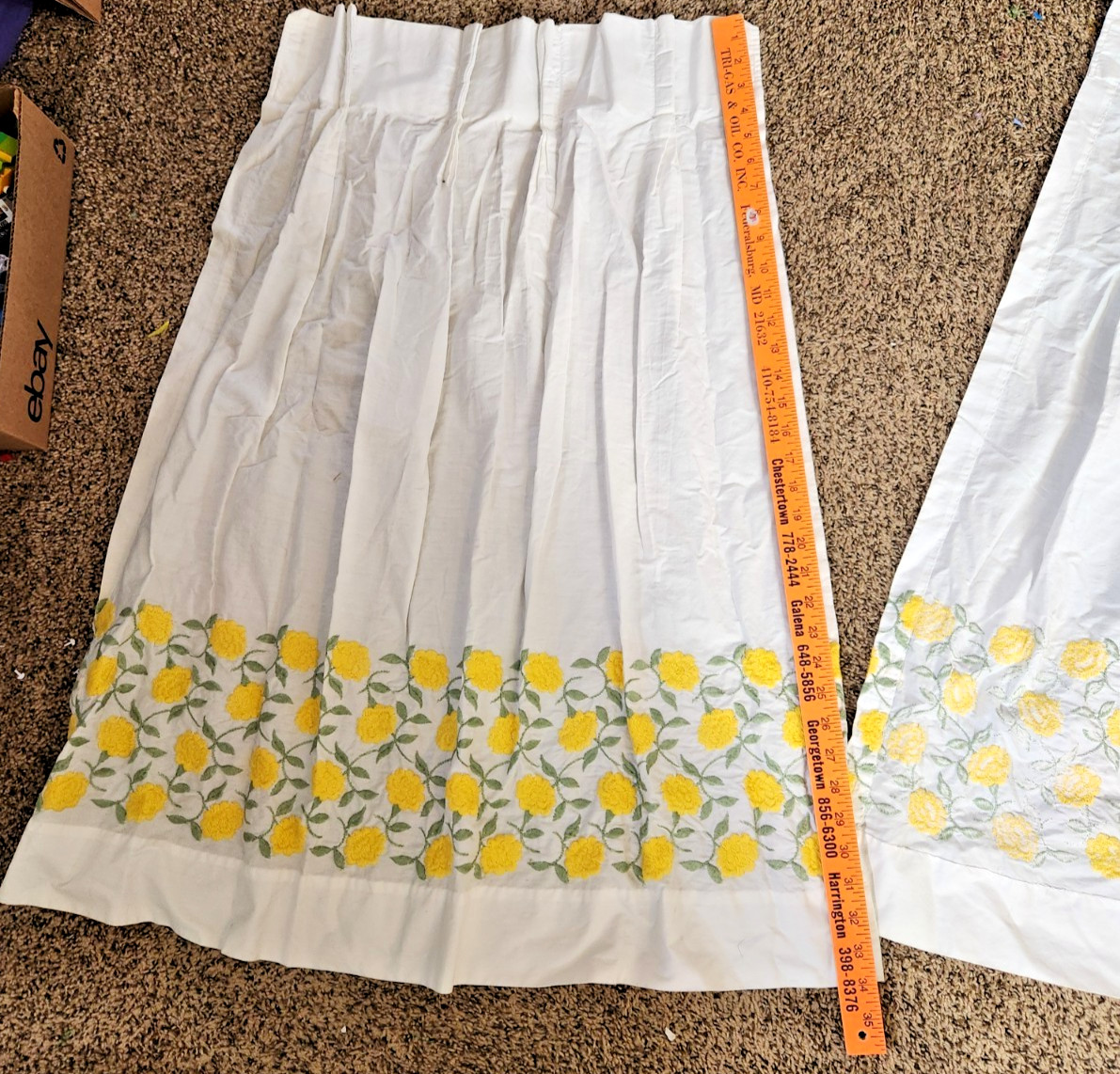 UNBRANDED PAIR OF GRANDMACORE COTTAGECORE CURTIANS 34″ EMBROIDERED FLOWERS