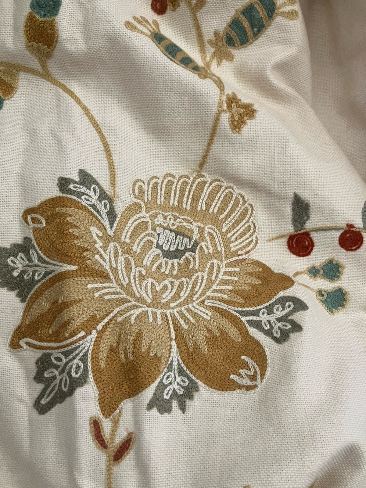 Pottery Barn Margaritte Embroidered Floral 2x Window Curtains Drape Panel 50×82”