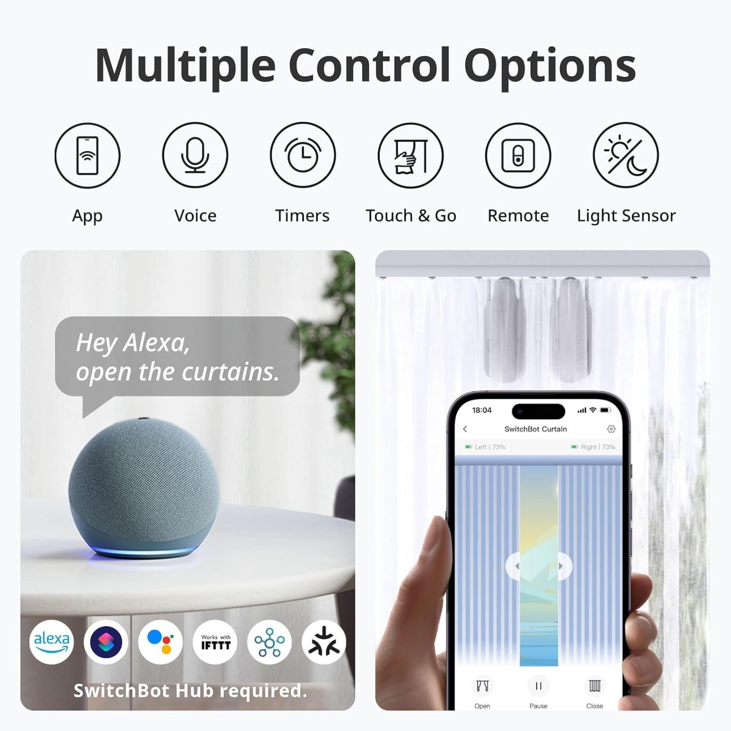 Automatic Curtain Opener Bluetooth Remote Control Smart Curtain with App / Timer