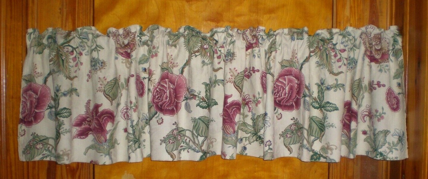 Waverly SOMERSET MONTAGUE BLOUSON VALANCE Damask Jacobean Jacquard Parchment 16″