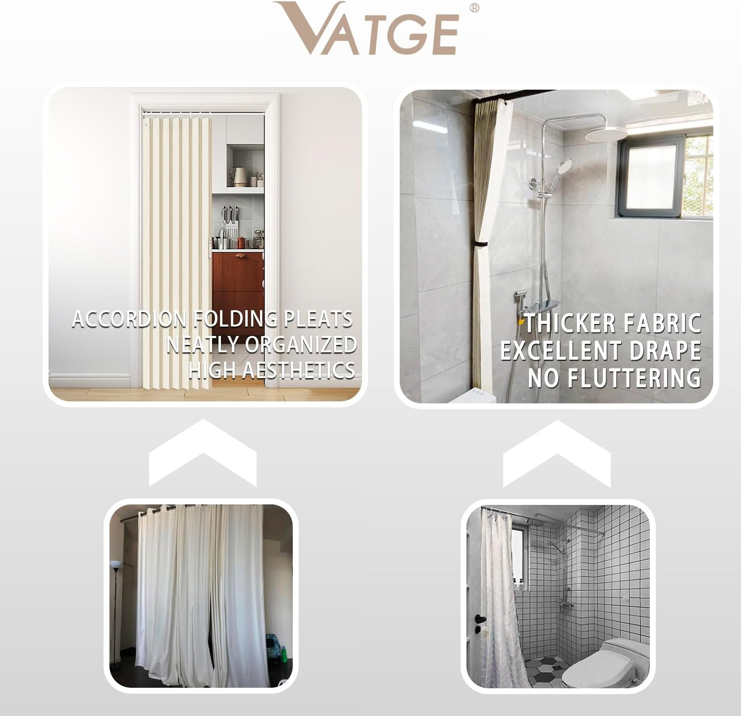 Closet Curtain for Open Closet, Folding Accordion Door Curtains for Closets with
