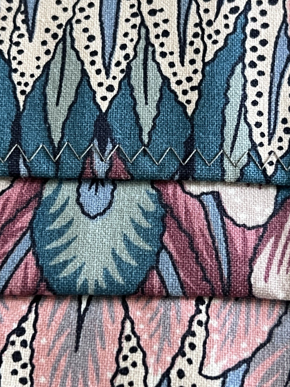 Custom Drapes Valance Kaufmann NEW WORLDS Art Deco Coral Aqua Feather Flame 6pc