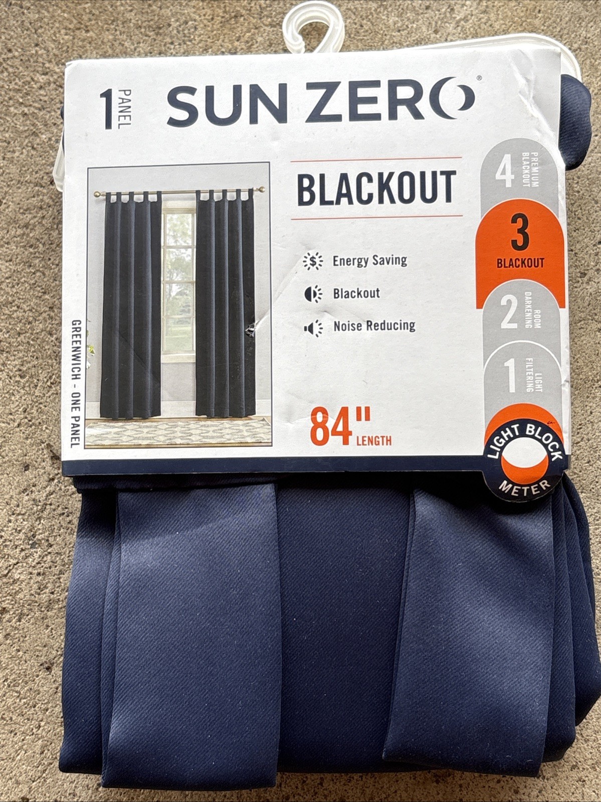 SUN ZERO BLACKOUT Window Panel 40”W x 84”L Navy