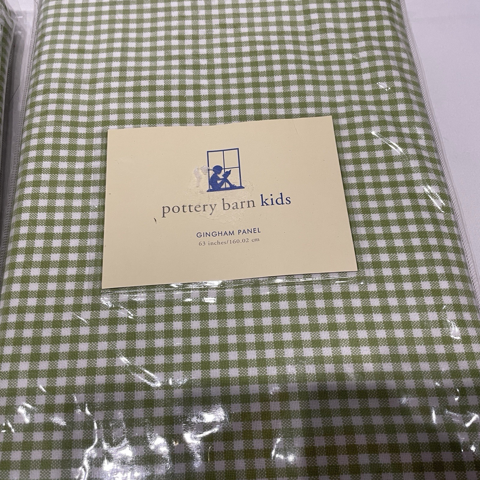 New Pottery Barn Kids Green & White Cotton Curtains 44×63″ Pair Open Package