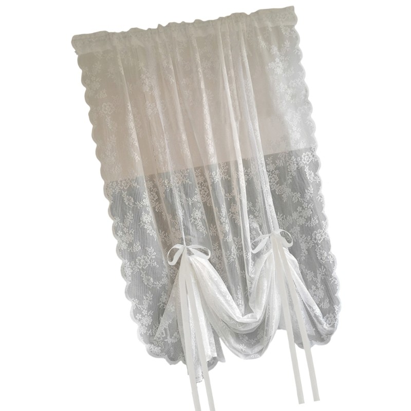Soft Breathable White Lace Pulling Curtain for Dining Room Bedroom Kitchen
