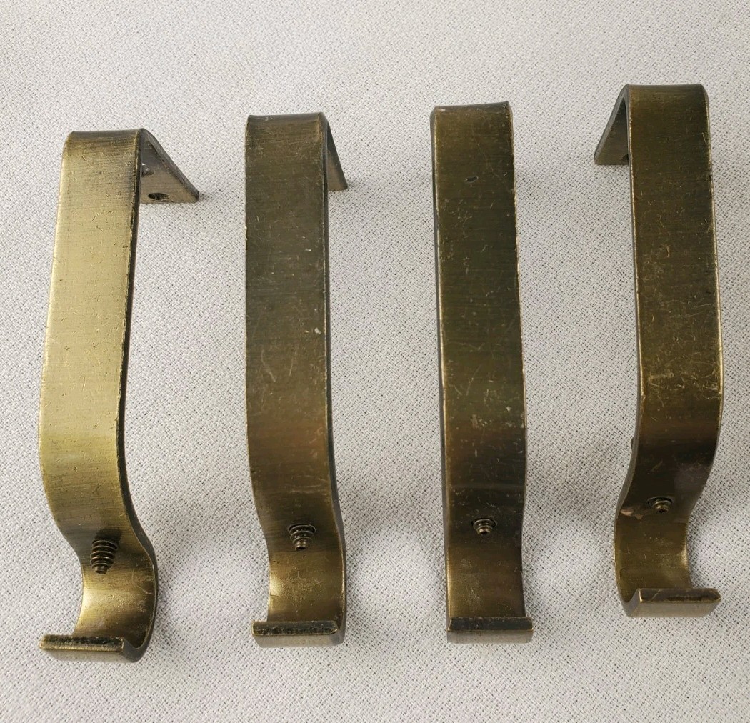 3 Sets Curtain Rod Hardware Scroll Finials, Tieback Hooks, & Brackets Gold-Tone