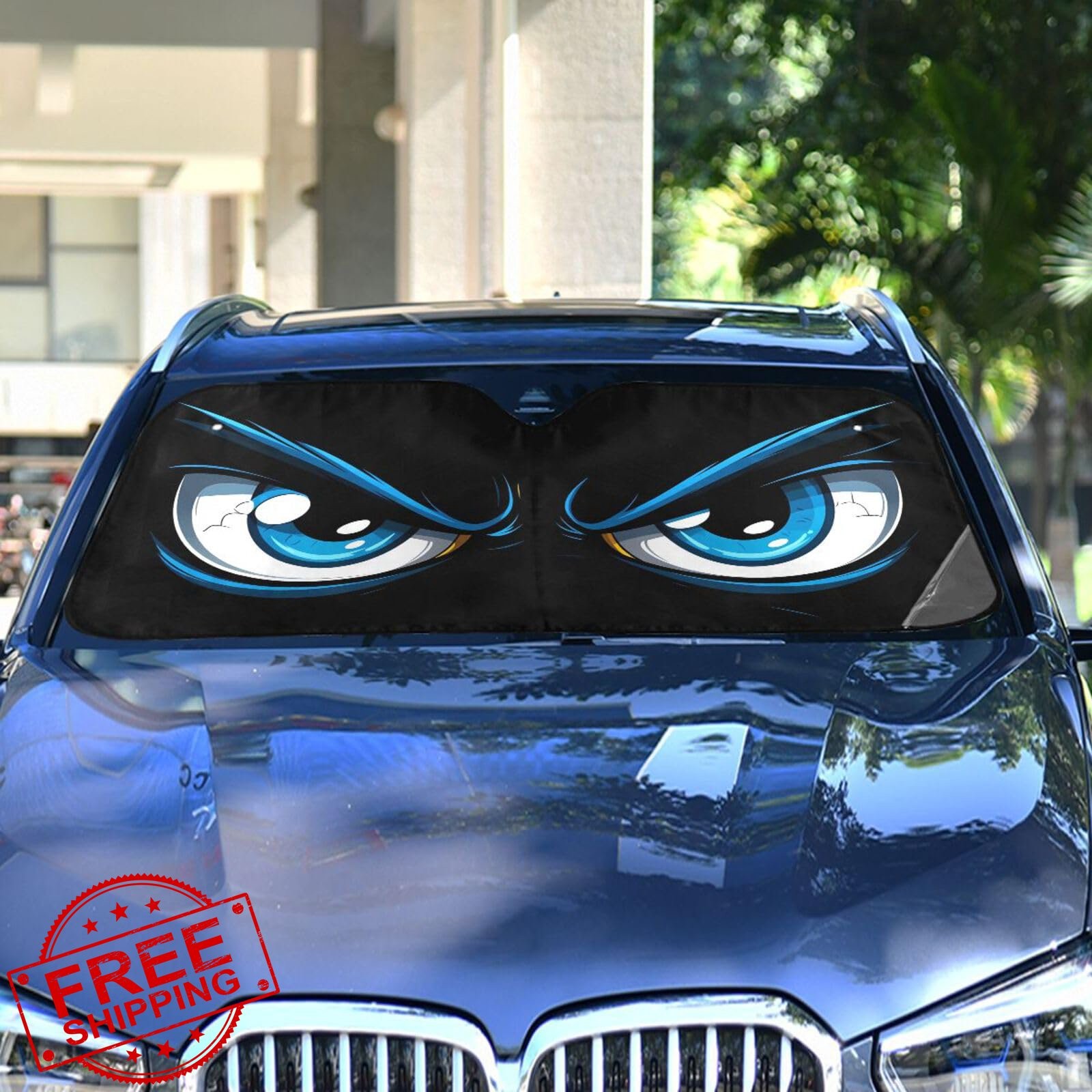 Evil Blue Eyes Windshield Sun Shade for Car Auto SUV Truck Foldable Front Win…