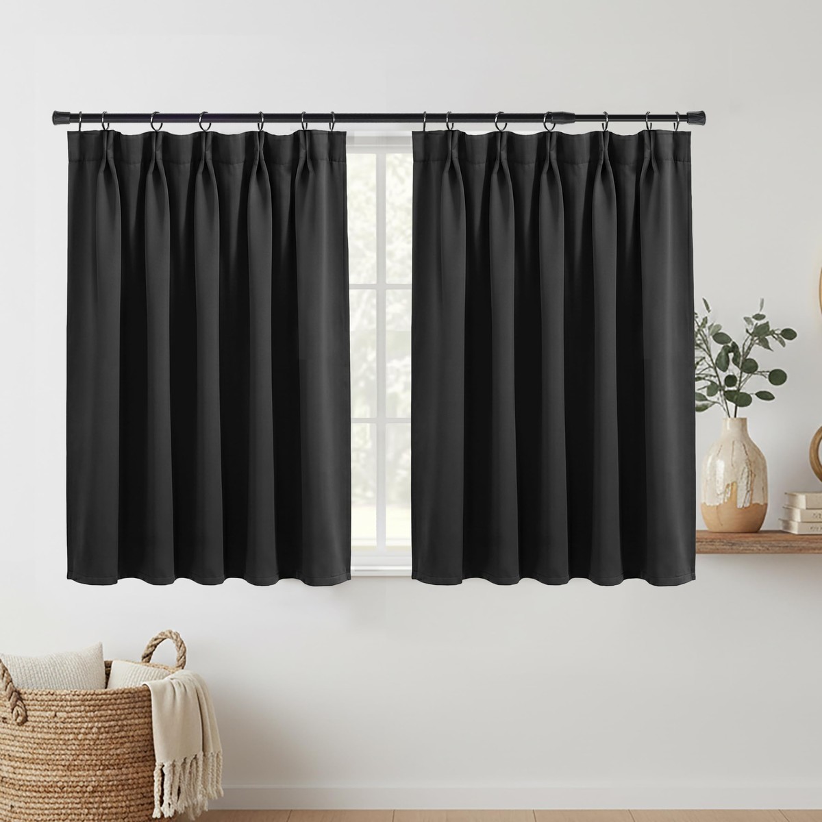 Lino Rosa 36 Inch Blackout Curtains For Small Widnow Short Thermal Insulated