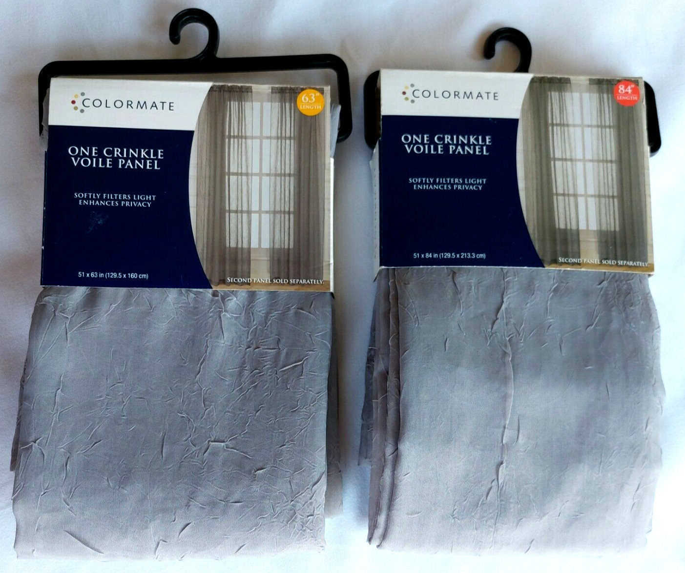 Colormate Rod Pocket One Crinkle Voile Panel, Coal 51×63/84 in., Light Filtering